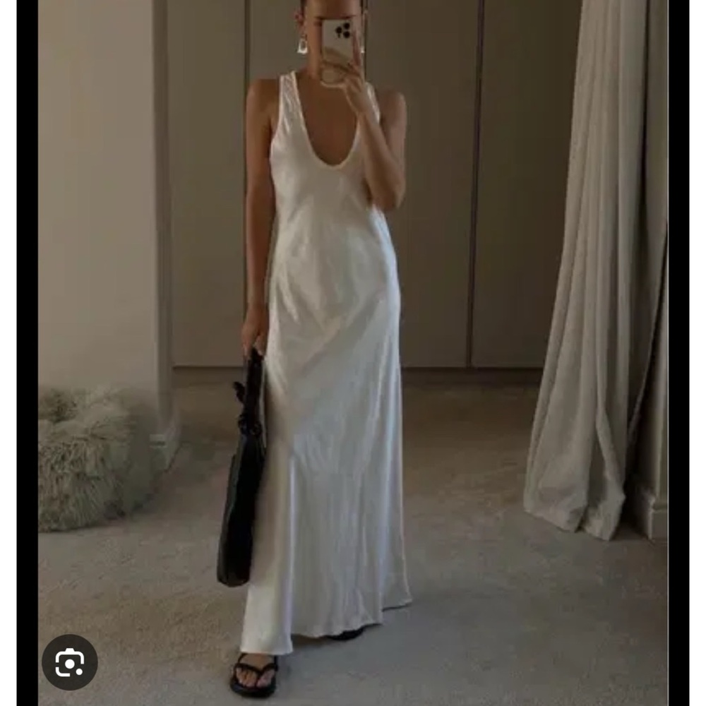 Zara Ivory Satin Slip Dress Bridal Era